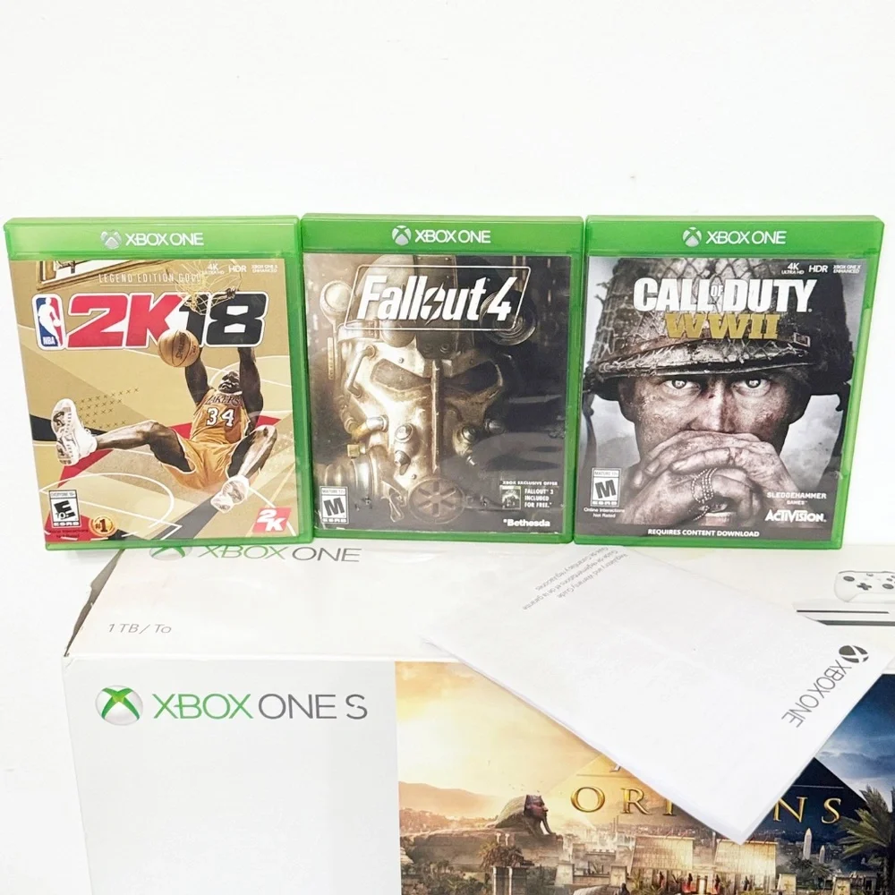 Microsoft Xbox One S 1TB Console - White- Model 1681- Bundle Games, Controller +